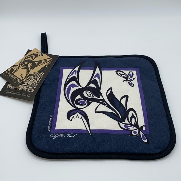 Native West Coast Clifton Fed Hummingbird Colibri Pot Holder Quilted Canada - Picture 1 of 12